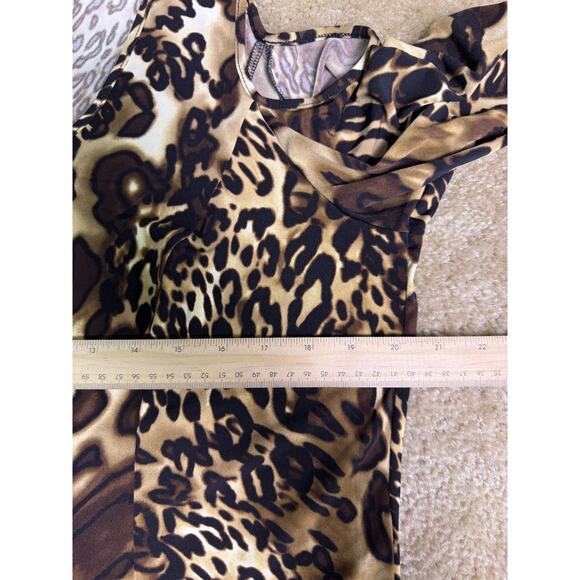 Susan Graver Womens Dress Size L Slinky Cold Shoulder Animal Print E102 - Picture 10 of 12